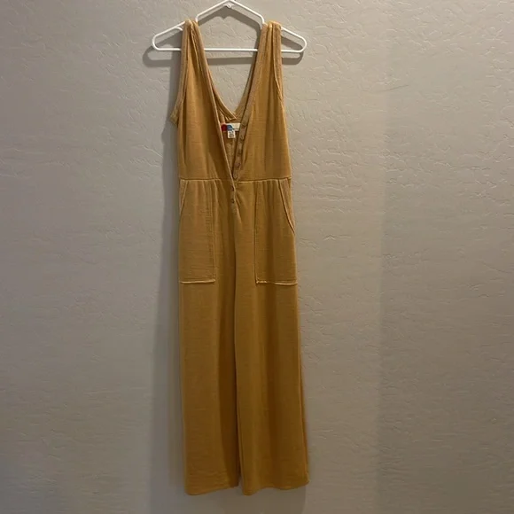 NWT Free People Beach Cover Up Jumpsuit with Matching Jacket, back v and front v
